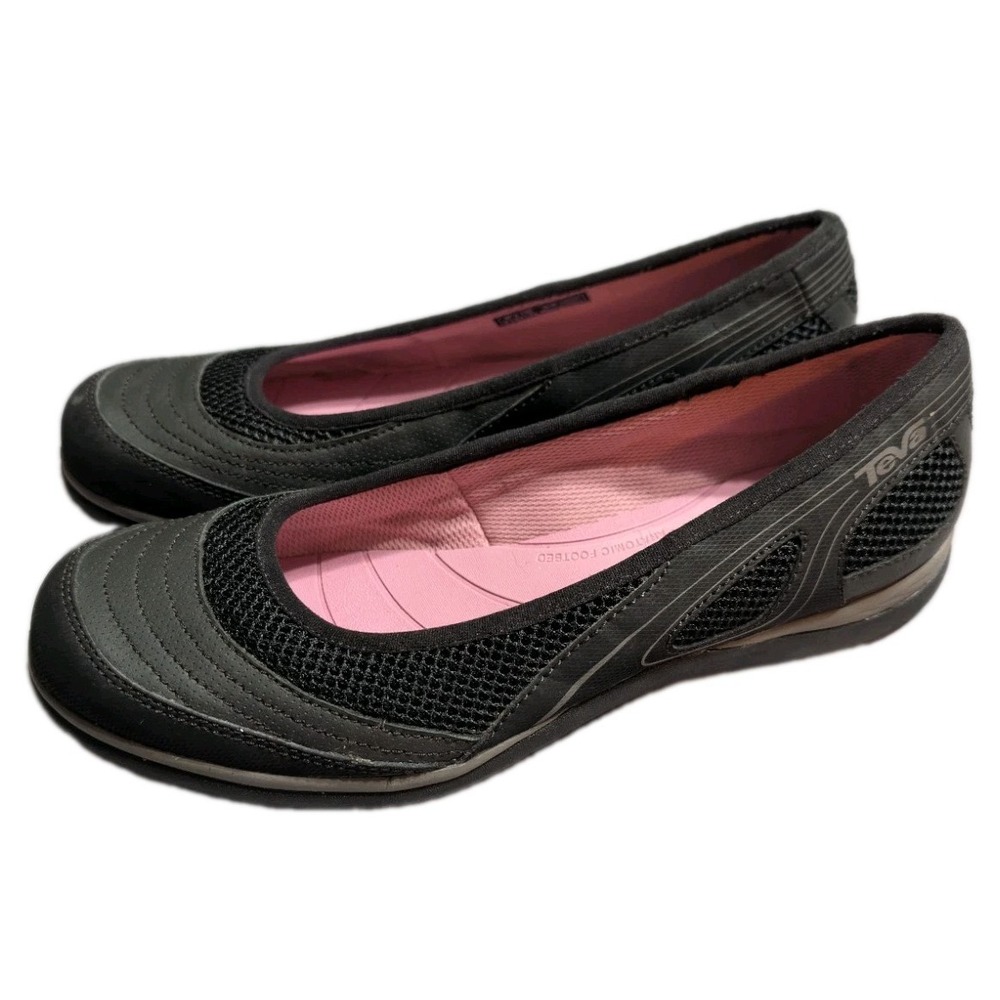 Teva Ecovibe Womens Size 10 Slip On Ballet Flat Shoes F19012L Black Mesh